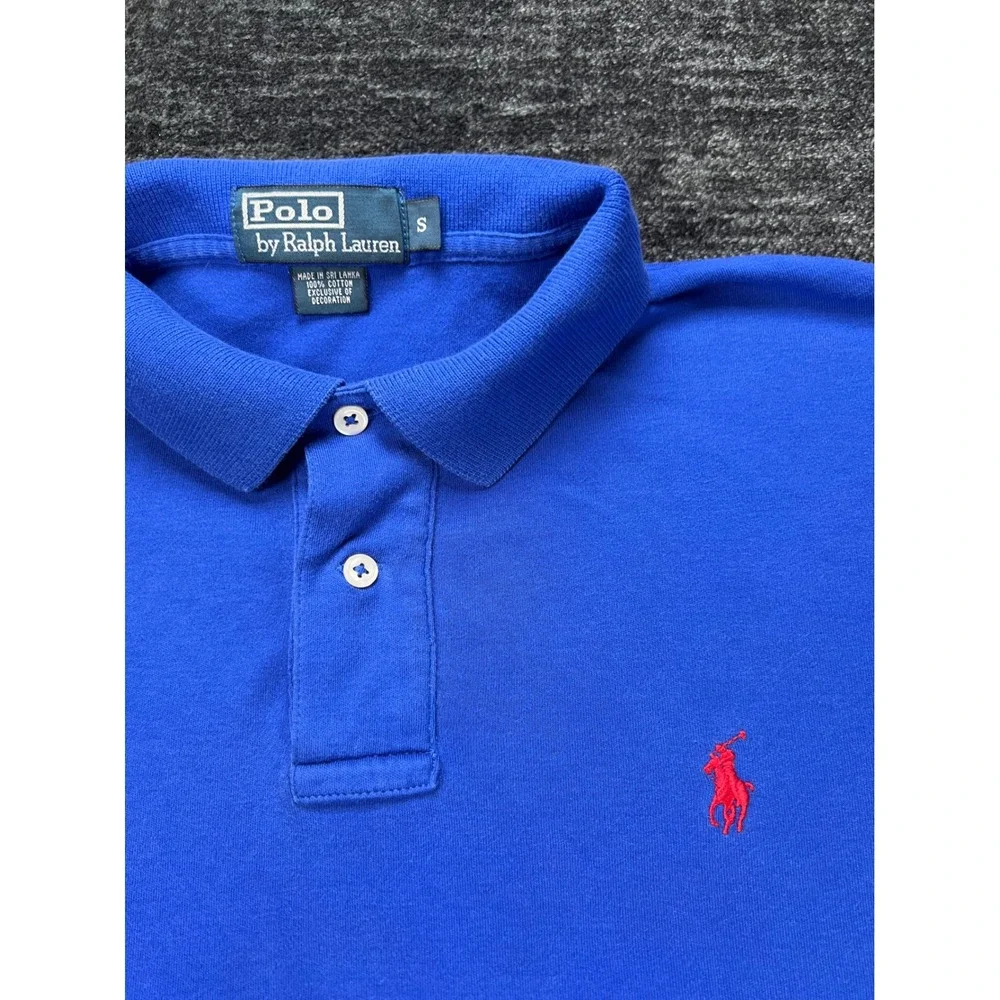 Polo Ralph Lauren Polo Shirt Mens Small Blue Red Pony Logo Short Sleeve Cotton